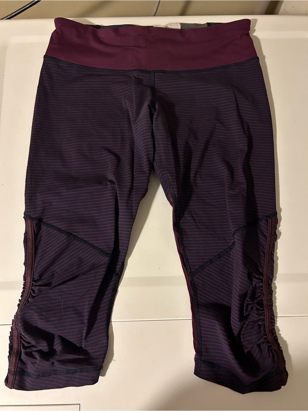 Lululemon Plum and Deep Purple Striped Capri Leggings